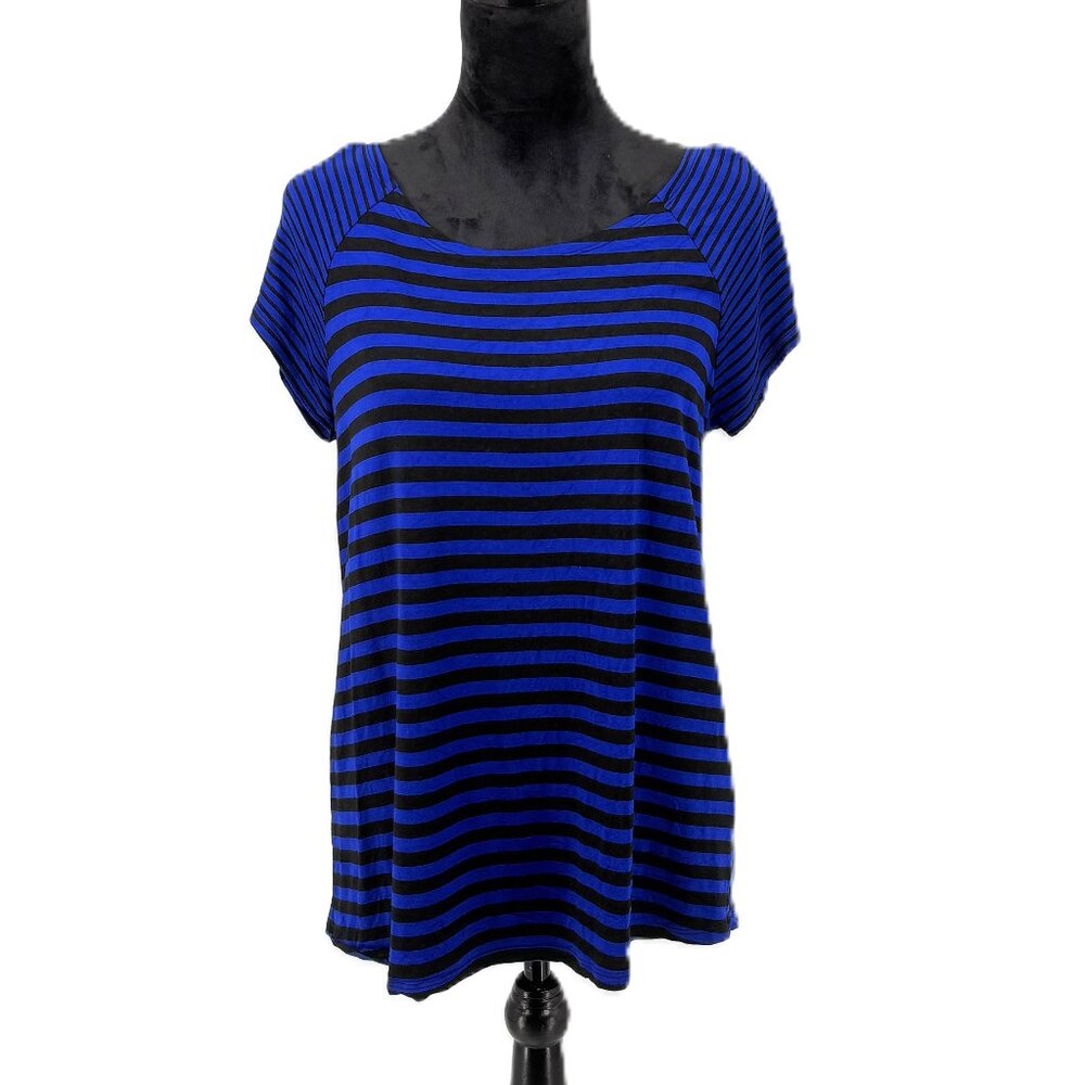 Cable & Gauge Striped Black and Blue Shirt Size L